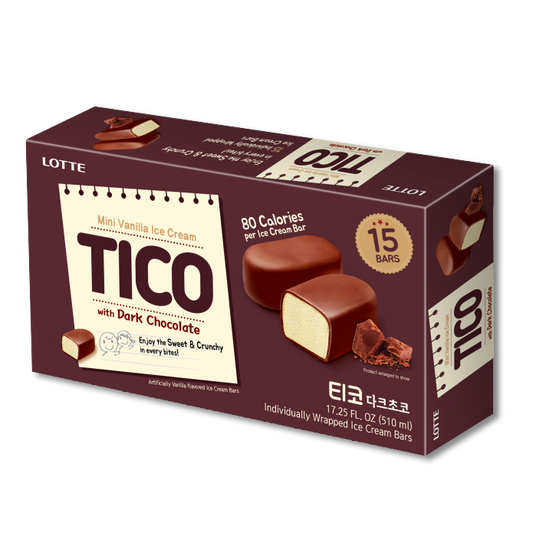 【Lotte】Tico可可脆皮香草風味雪糕(黑巧克力口味)(盒裝) 342g